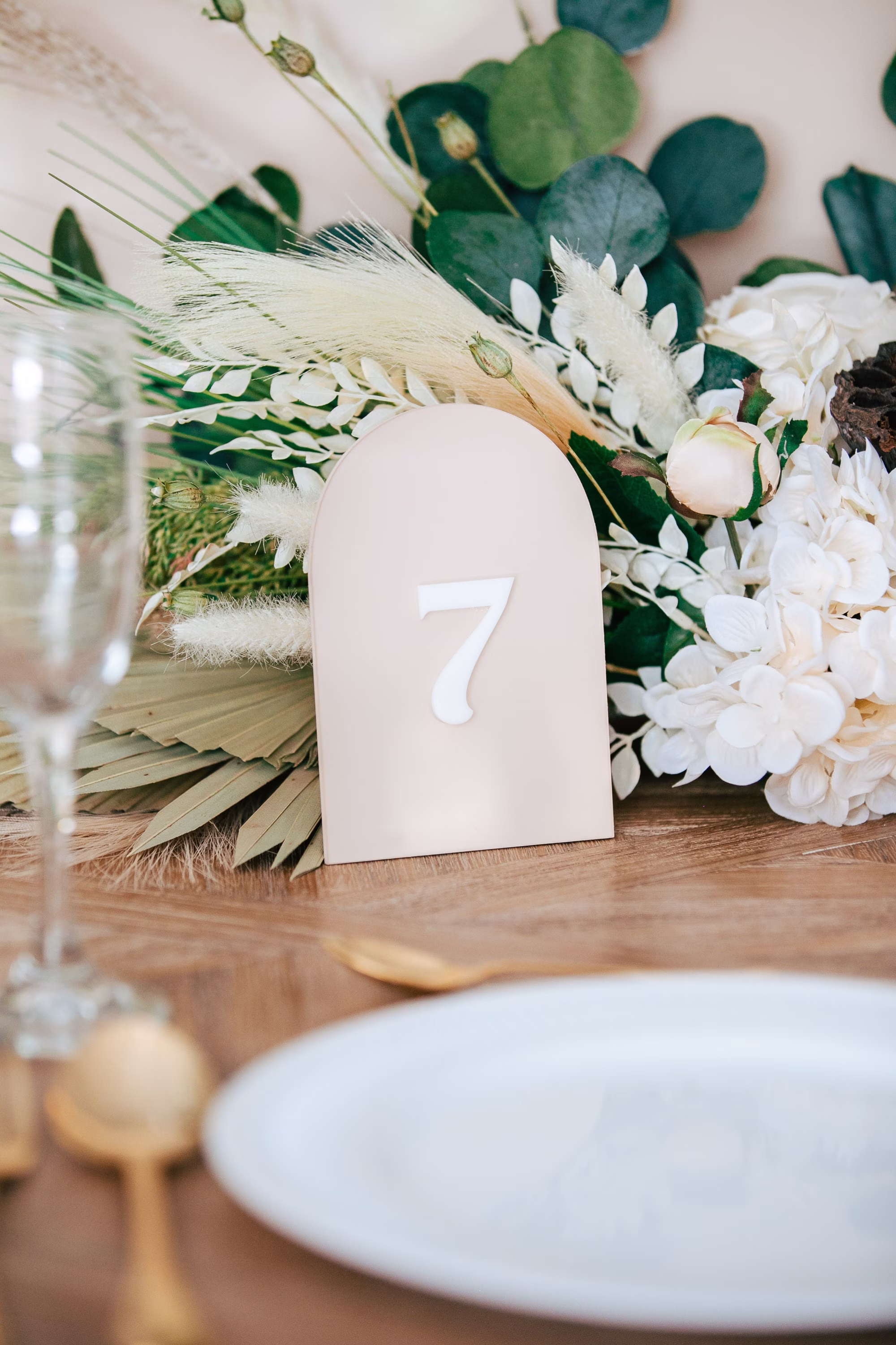 Painted Table Numbers Wedding, Arched Modern Party Event Decor, Acrylic Numbers, Wedding Sign | Par622