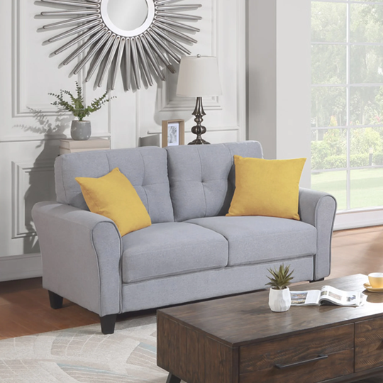 Living Room Sofa Wood Frame Loveseat Sofa Linen Resilience Upholstered Comfort Couch