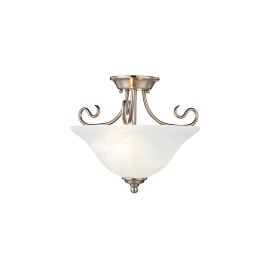 Livex Lighting Coronado 2-Light Brushed Nickel Ceiling Mount - Brushed Nickel - 15.5"Dia. x 12"H