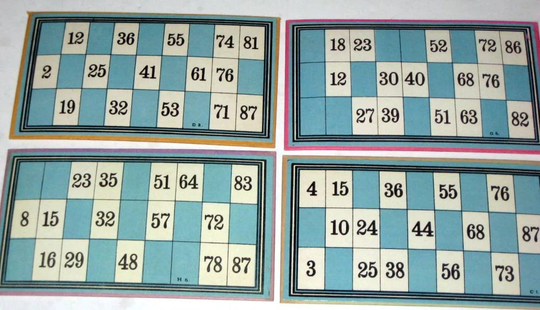 4 Antique Lotto Cards - Unusual Color Robin's Egg Blue Aqua Turqoise