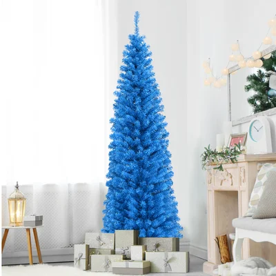 6' H Slender Blue Cashmere Christmas Tree