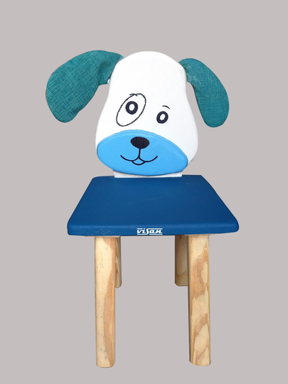 Visan Brand Handmade Kid's Pinewood Chair Dog Face With Soft Ears Suitable For 1-3 Yrs