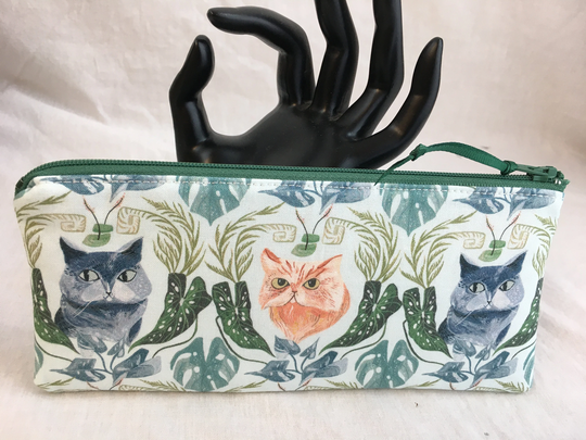 Cats Padded Zipper Pencil Case, Glasses Cosmetic Pouch, Crochet Hook Pouch
