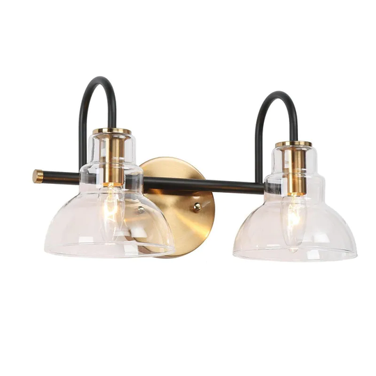 2/3/4-Light Modern Gold Bathroom Vanity Light Clear Glass Wall Sconce Lighting
