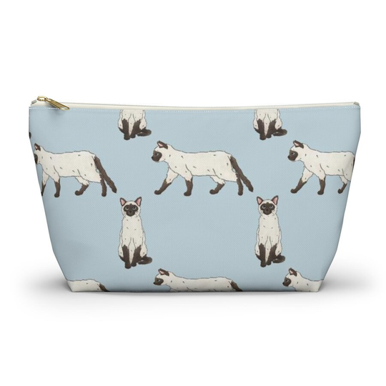 Siamese Cat Pouch, Pencil Case, Custom Teacher Bridesmaid Cosmetic Bag, Mom Zipper Makeup Accessory Pouch