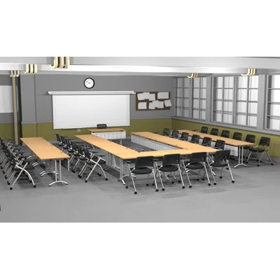 29 Person Training Meeting Seminar Tables with Modesty Panels and 29 Chairs Complete Set