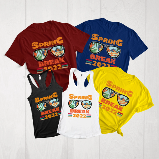 Retro Spring Break 2022 Shirt, Crew Shirts, Vacation Group Trip Family Tank Tops