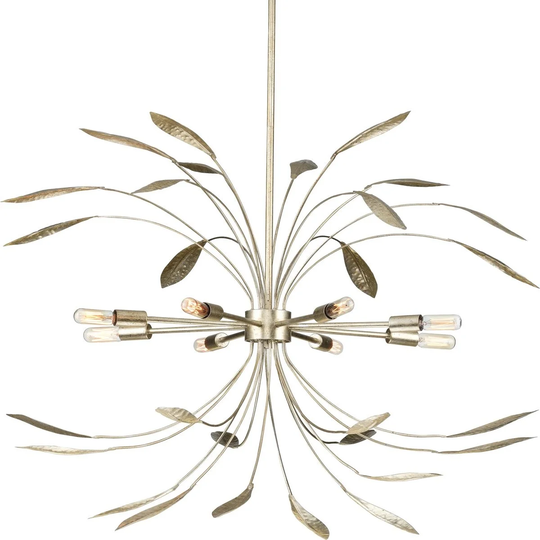 Mariposa Collection 8-Light Gilded Silver Luxe Pendant Hanging Light - 36 in x 36 in x 25 in