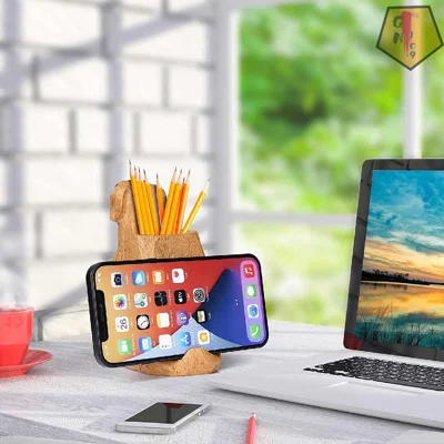 Pen Pencil Holder With Phone Stand, Resin Holder Desk Organizer Decoration For Office Desk Home Decorative