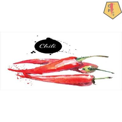 Food Pencil Pen Holder, Hand Drawn Watercolor Illustration Of Chili Pepper Spicy Ingredient, Printed Ceramic Pencil Pen Holder For Desk Office Accesso