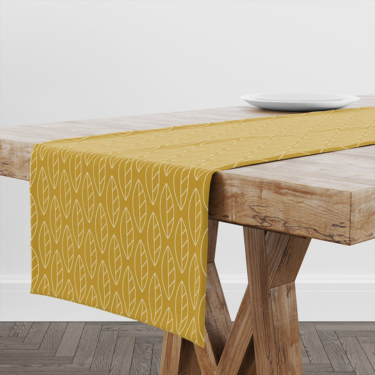 Table Runner Golden Leaves | Unique Design Decor High Quality Textile & Print Made in Eu