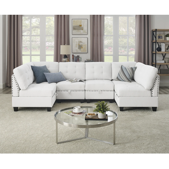 U Shape Modular Sectional Sofa w/ Four Single Chair and Two Corner
