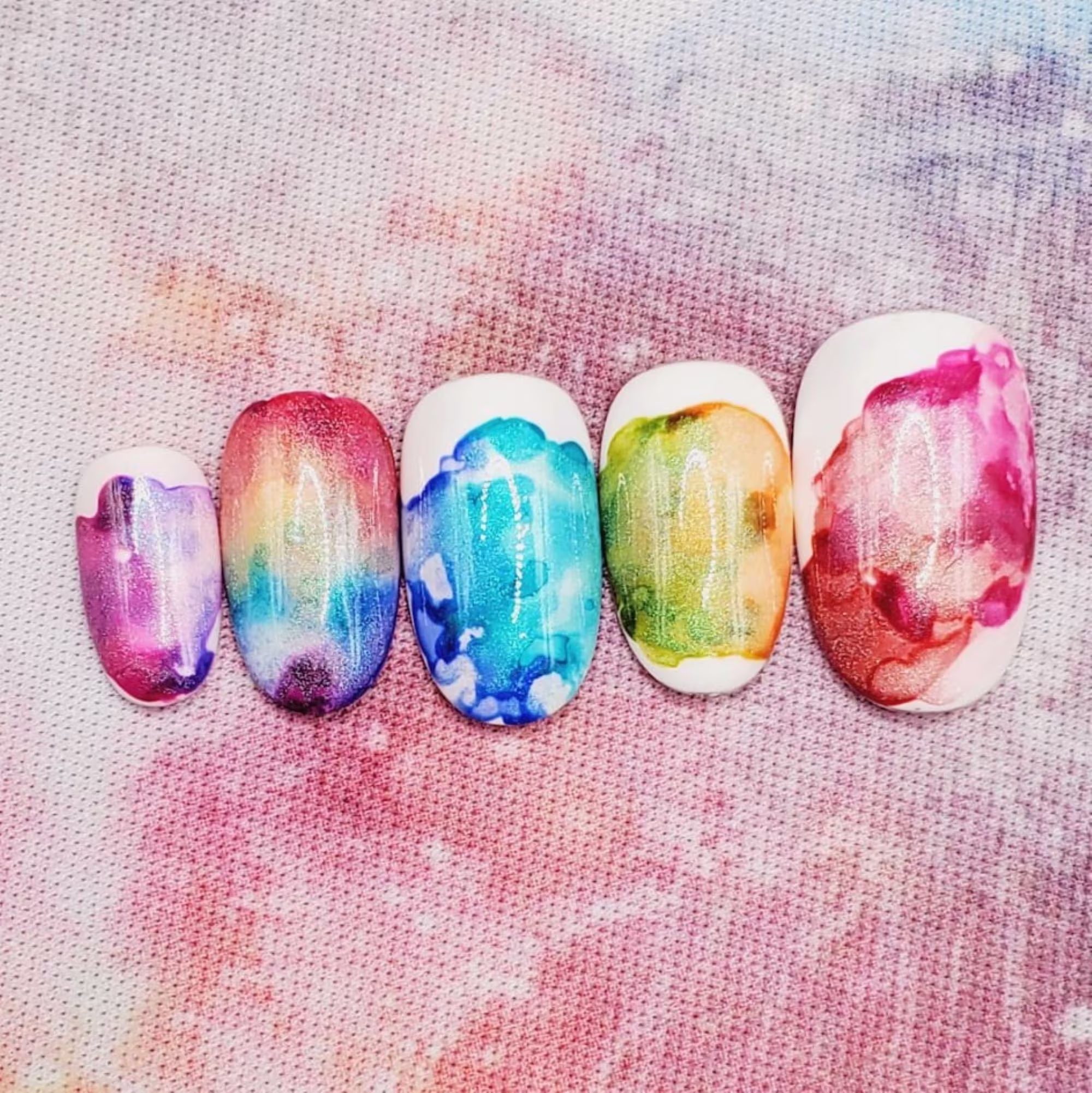 Rainbow Watercolor Nails
