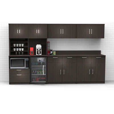 Buffet Sideboard Kitchen Break Room Lunch Coffee Kitchenette Cabinets 6 Pc Espresso - Factory Assembled (Furniture Items Purchase Only)