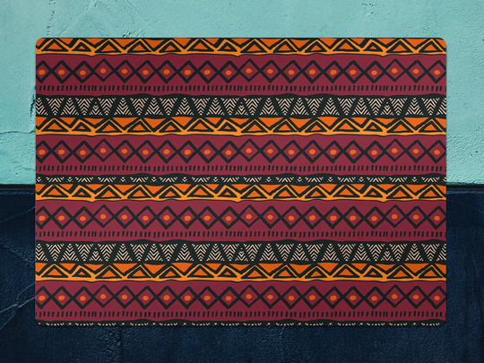 Ethnic African Chair Mat, Orange Splat Red Vinyl Floor Aztec Protective Pvc Area Rug, Kids Room Decor