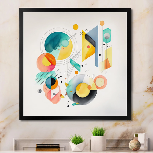 Designart 'Multi-Color Circular Abstract I' Modern Framed Art Print