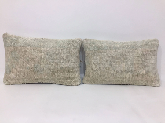 Soft Muted Color Matching Pillows, Faded Pair Lumbar, Oriental Pillow Accent Throw Small Chair Pillow, 10 X 16 Inches
