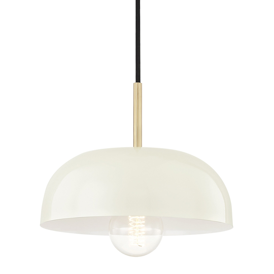 Mitzi by Hudson Valley Avery 1-light Aged Brass Small Pendant, Cream Metal