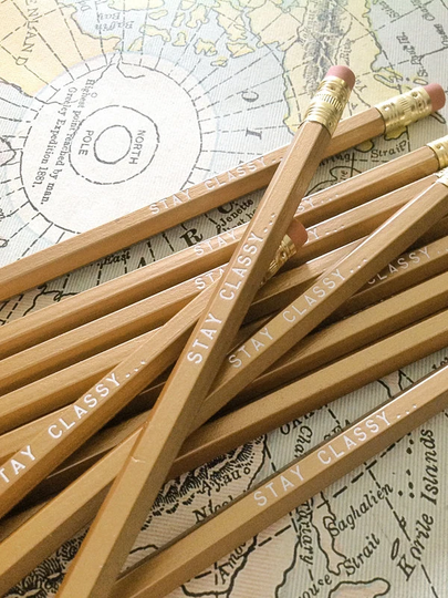 6 Stay Classy Gold Pencils Inspired By Ron Burgundy From Anchorman, Great Gift For Dad, Fathers Day Gift, Classy Funny Silly Gifts