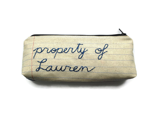 Custom Zipper Pouch - Property Of Personalized Gift Pencil Case Fun New Lining Fabric Options