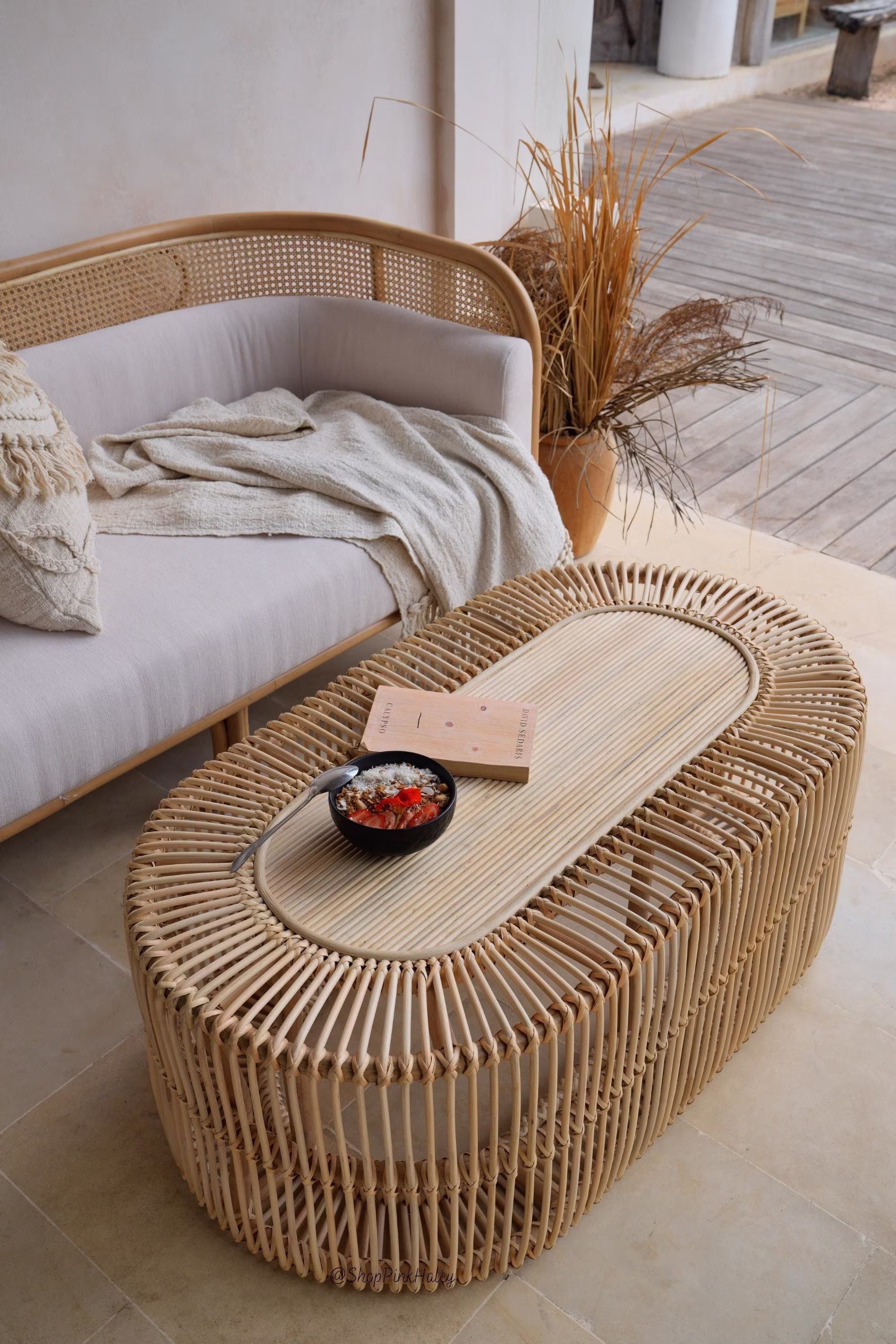 The Malibu Rattan Oval Coffee Table