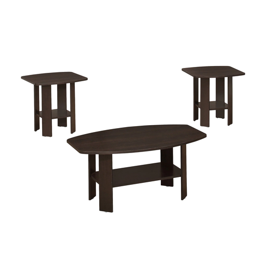 3-Piece Cappuccino Brown Finish Contemporary Table Set 35.5"