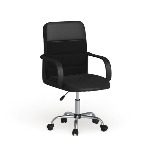 Mid-Back LeatherSoft and Mesh Swivel Task Office Chair with Arms