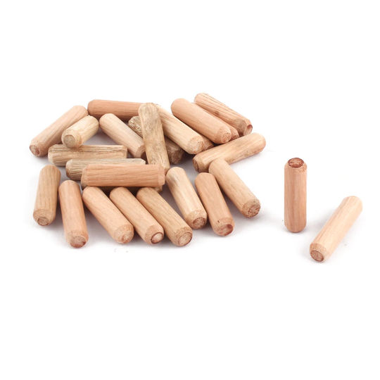 25 Pcs Furniture Cabinet Drawer Slant Line 8mm Dia Round Wooden Dowel Plugs - Wooden Color