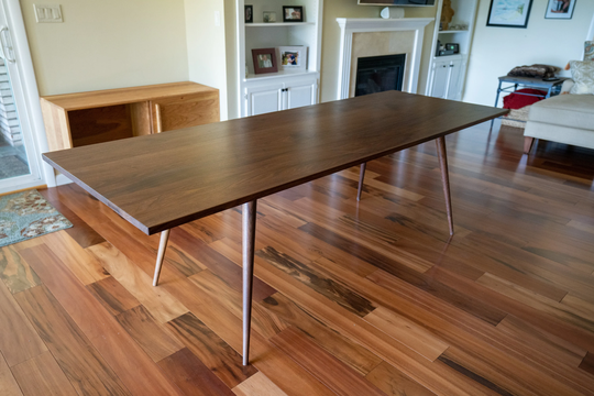 Modern Walnut Dining Table, Table With Wooden Legs, Mid Century Mcm Mccobb Legs