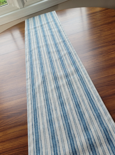 Blue Striped Table Runner, & Gray