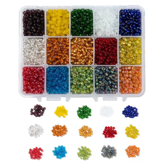 15 Colors Glass Seed Bead Kit, Size 6/0, 4mm, About 4, 500Pcs/Box, Mixed Color For Diy Jewelry, Kid's Crafts, Beaded Projects, Variety Pack