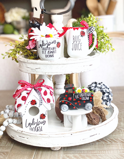 Ladybug Tray Decor. You Pick Your Item Birdhouse, Fly Away Home Ceramic Pot...bug Juice Pitcher...or Mini Truck