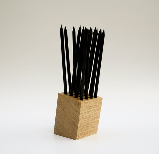 Pencil Holder Solid Natural Wood - 16 Hole Wooden Cubicle Desk Organizer Place Your Pens, Pencils, Office Supplies Standing
