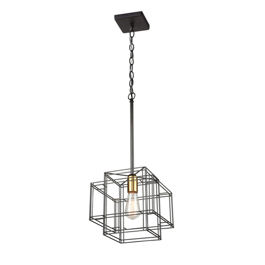 Artcraft Artisan Pendant Light in Black and Brushed Brass