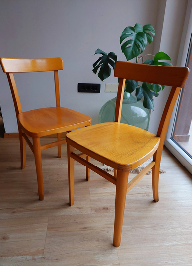 1 Of 3 Vintage Wooden Chair/Dining Mcm Chic /Rustic Mid-Century/ Made in Ex Yugoslavia /70's
