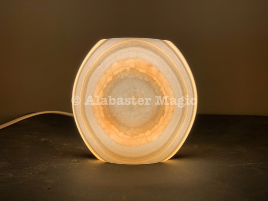 Round Alabaster Lamp - 6 Inches Table 100 % Natural Stone Lamp