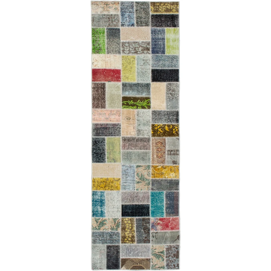 ECARPETGALLERY Hand-knotted Color Transition Patchwork Multi Wool Rug - 2'9 x 9'7