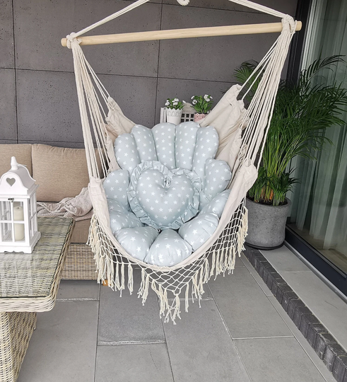 Cushion For Hanging Chair + Heart Pillow Hammock 110 cm Pillow Boho Chair, Hanging Cocoon Cushion, Macrame Swing
