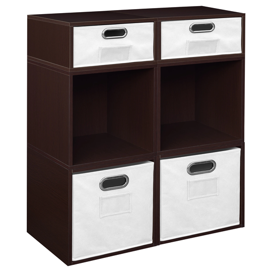 Noble Connect Storage Set- 4 Full Cubes/2 Half Cubes with Foldable Storage Bins- Truffle/White