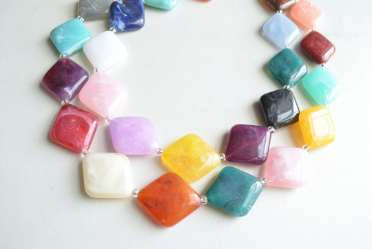 Multi Color Statement Necklace, Colorful Bead Acrylic Chunky Necklace - Krista