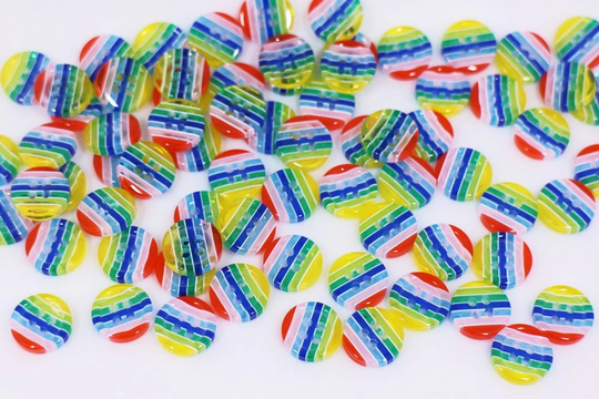Rainbow Button, Color Colorful Four Holes Mixed Colors Blouse Buttons, Striped Cardigan 11.5mm