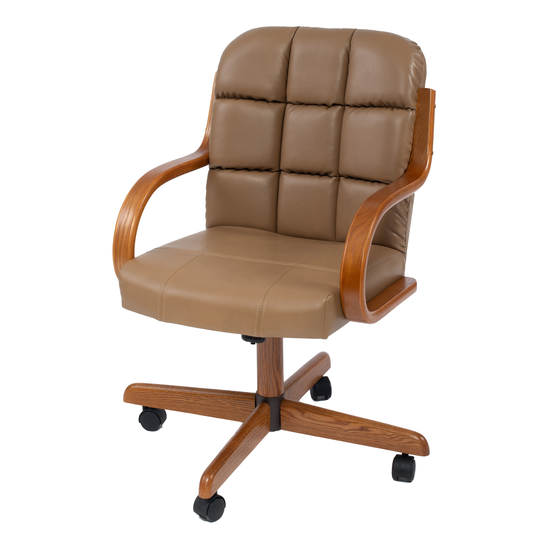 Solid Wood Rolling Caster Office Chair with Tilt and Cushion Seat - 22.5 19 36.5