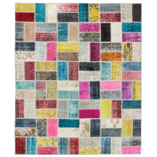 ECARPETGALLERY Hand-knotted Color Transition Patchwork Multi Wool Rug - 5'9 x 7'7
