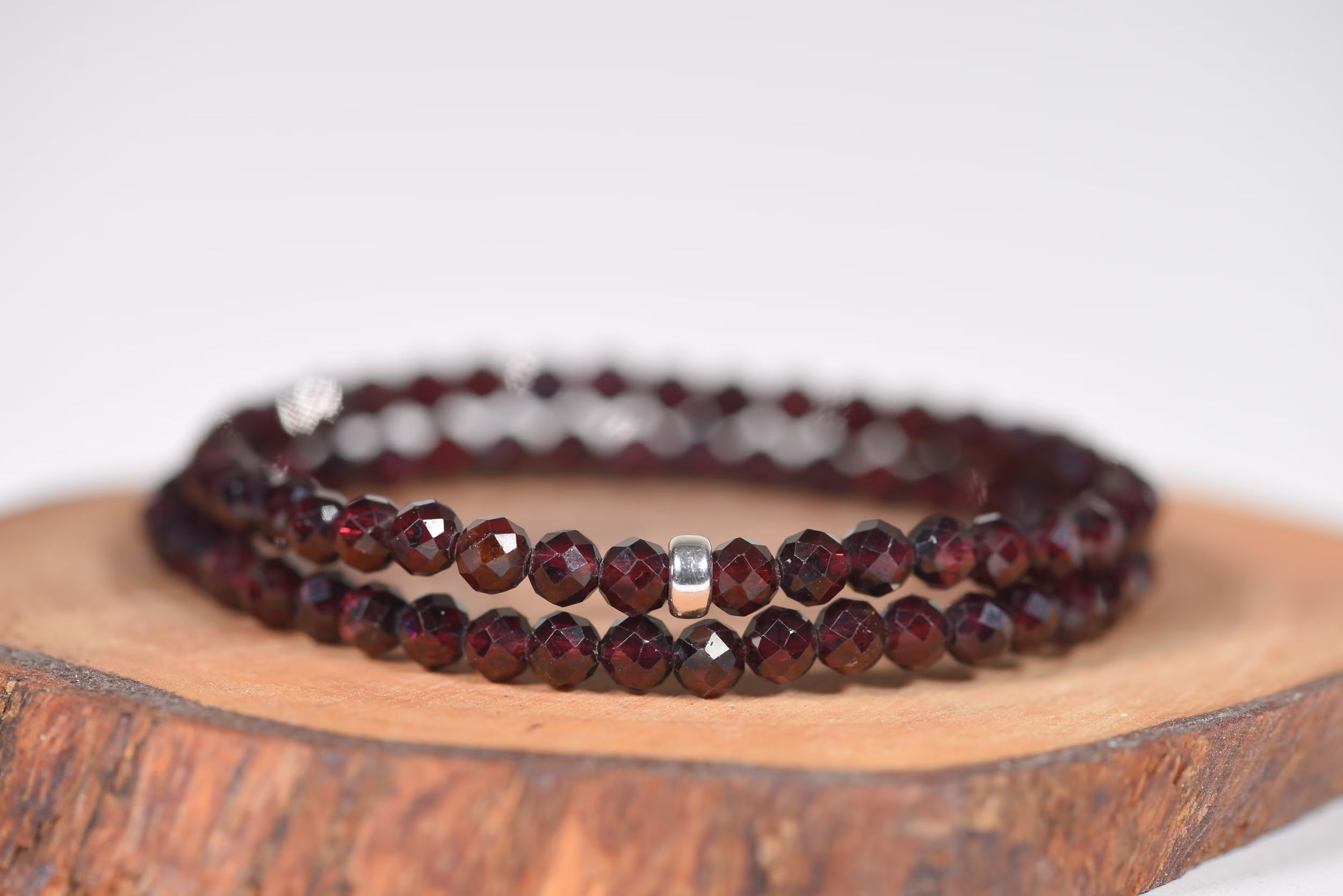 Dark Red Garnet Bracelet, Handmade Gemstone Jewelry, Natural 5mm Beads Stretch Stacking Energy Bracelet