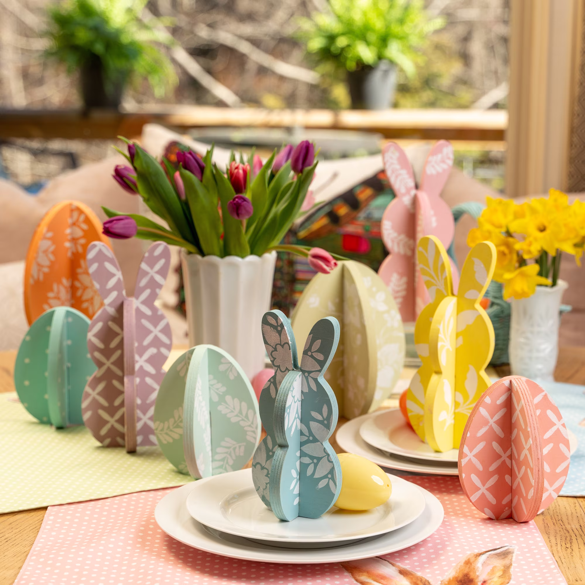 Slotted Easter Decor Spring Table Unfinished Diy Wood Egg Bunny