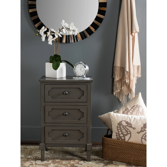 SAFAVIEH Rosaleen Grey 3-Drawer Storage Side Chest - 16.9" x 13.4" x 26.8"