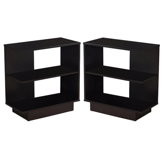 2 Shelf End Table in Cappuccino Finish - Set of 2 - 54 x 84