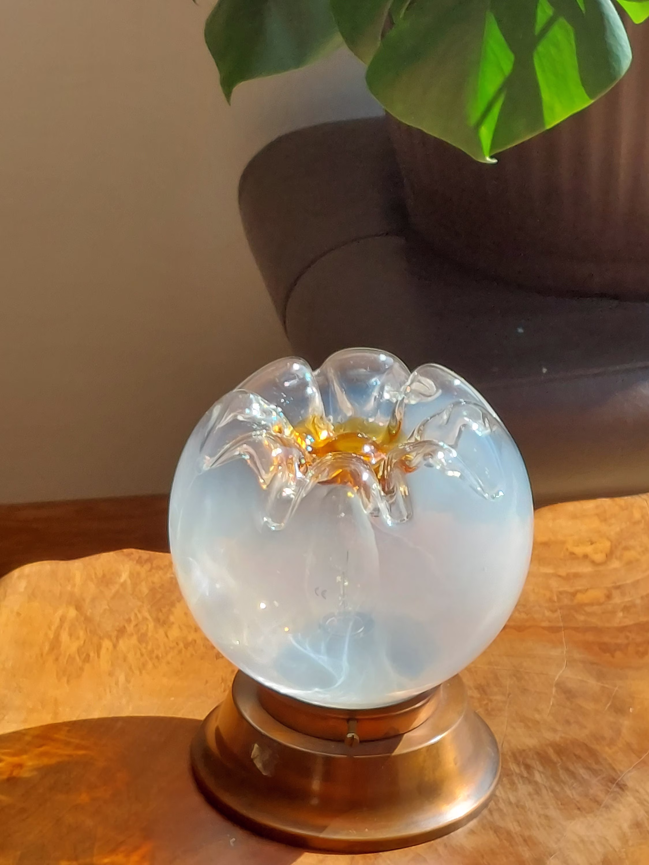 Vintage Table Lamp By Carlo Nason For Mazzega/Space Age Murano Glass Lamp/Mcm /Mazzega Lamp/ Art Globe/1970S