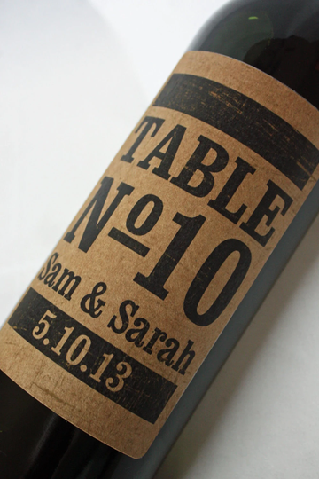 Wine Label Table Number...choose Your Colors... Kraft Vintage Stamp