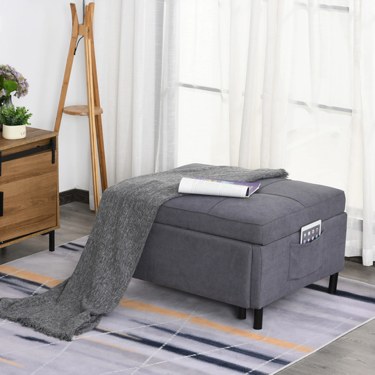 HOMCOM 2-In-1 Design Convertible Footrest Stool Sofa Bed - 33.75*28.25*17.75